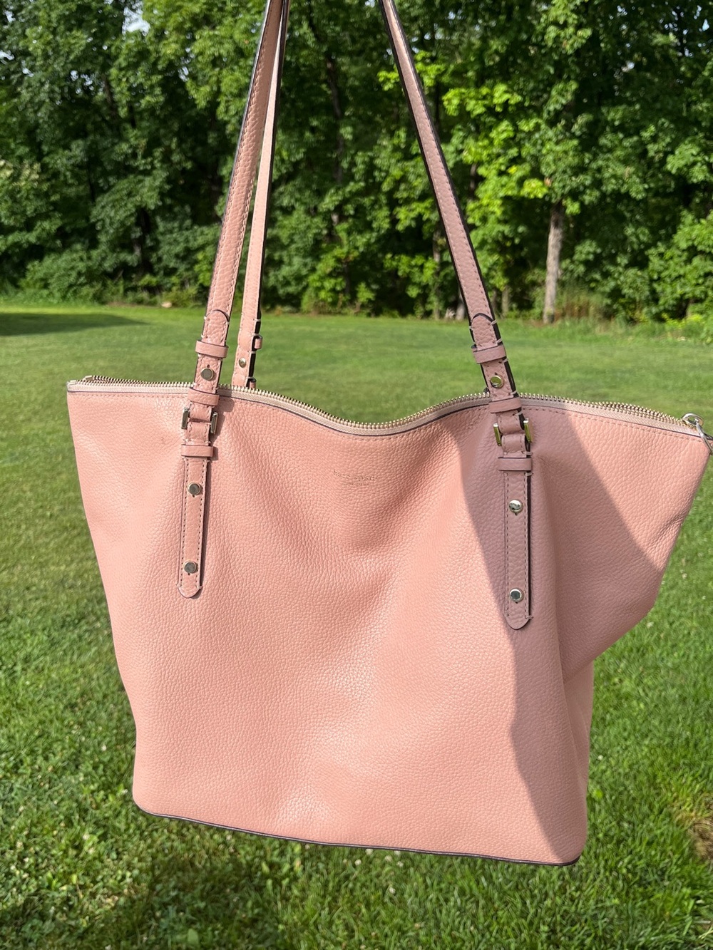 Kate Spade Women's Pink Tote Bag - Classic Pebbled Leather Shoulder Tote